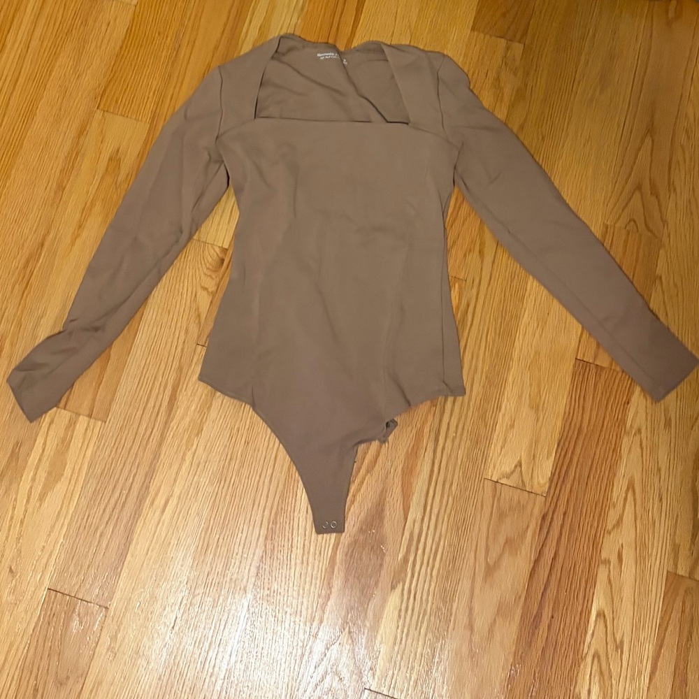 Abercrombie & Fitch Tan Long Sleeve Bodysuit